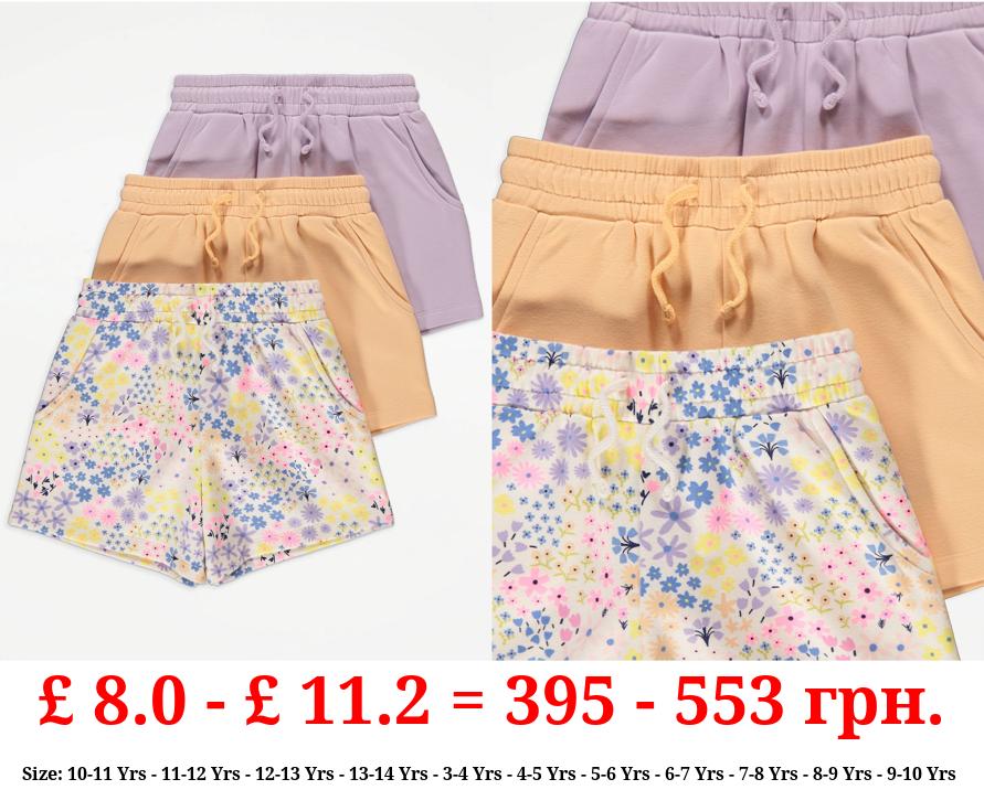 Ditsy Floral Jersey Shorts 3 Pack