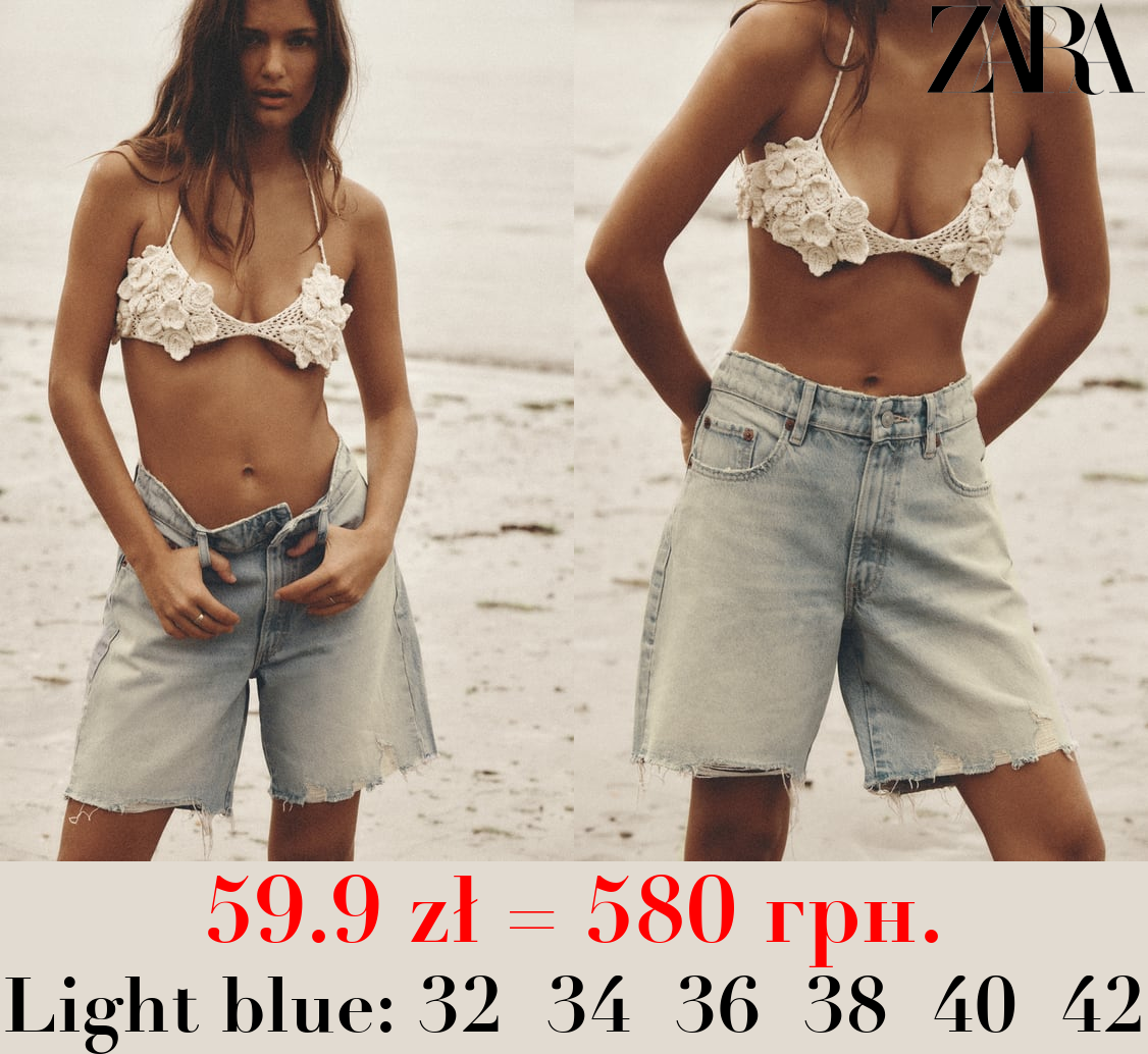 LOOSE FIT DENIM TRF BERMUDA SHORTS