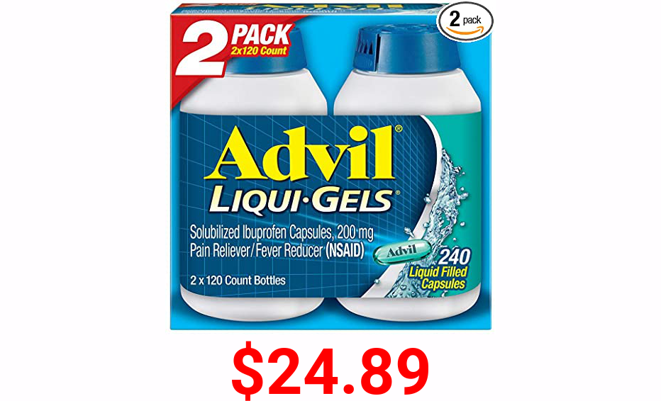 Advil Liqui-Gels (240 Count) Pain Reliever/Fever Reducer Liquid Filled Capsule, 200mg Ibuprofen, 240 Count