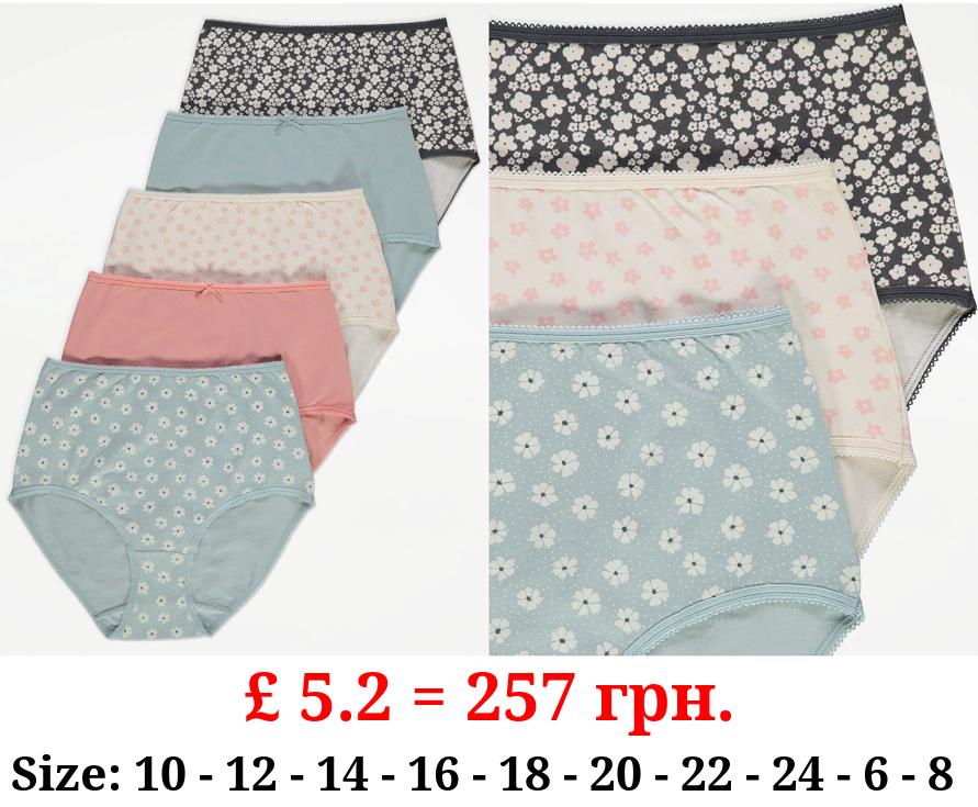 Floral Full Brief Knickers 5 Pack