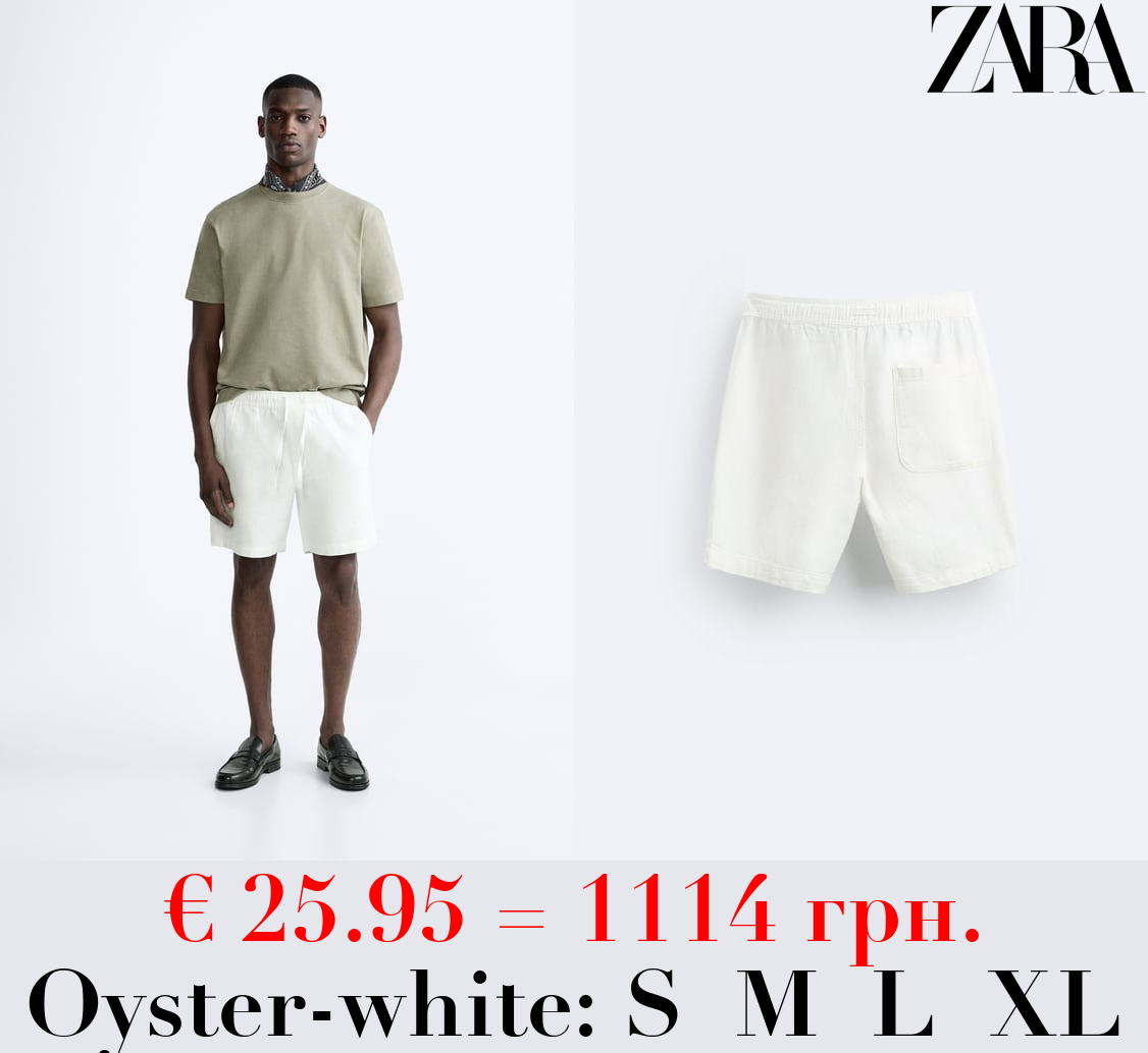TEXTURED COTTON BERMUDA SHORTS