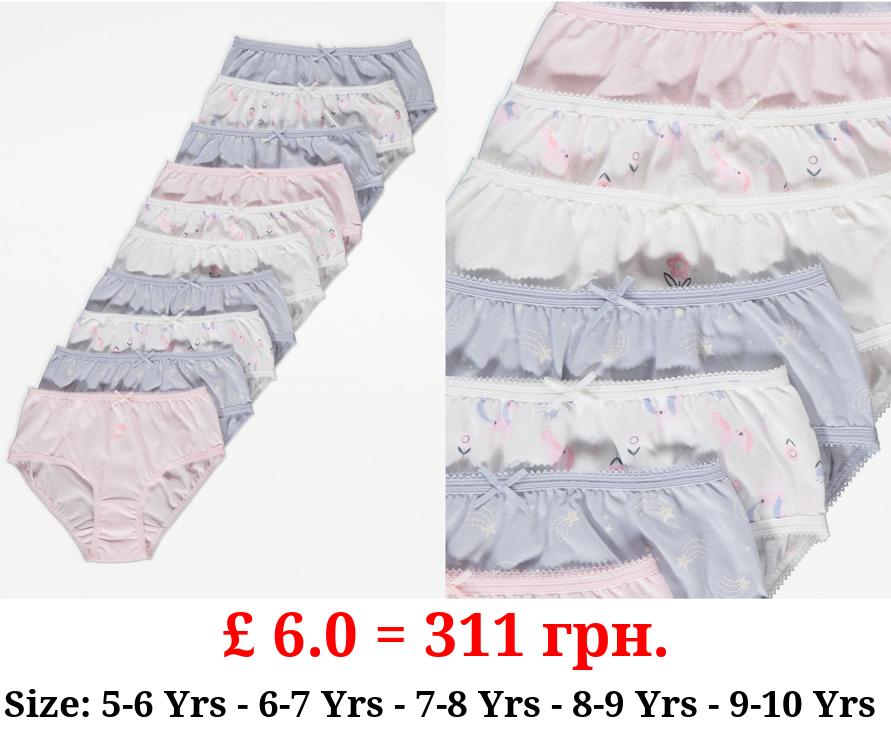 Pastel Unicorn Print Briefs 10 Pack