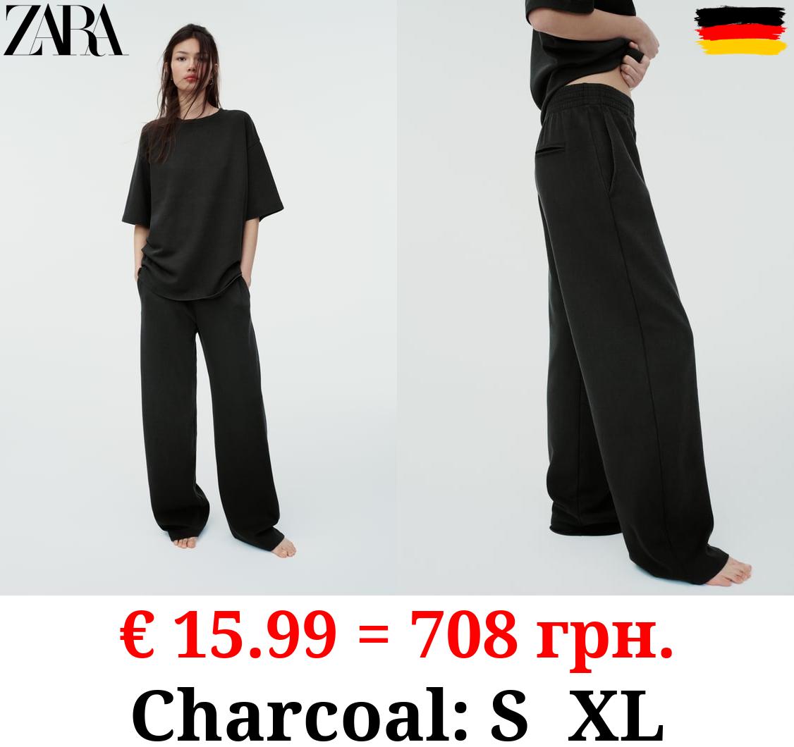 WASHED INTERLOCK TROUSERS