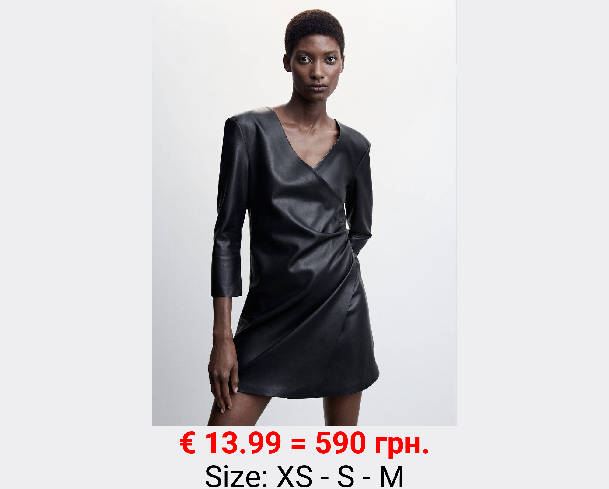 Vestido cruzado efecto piel