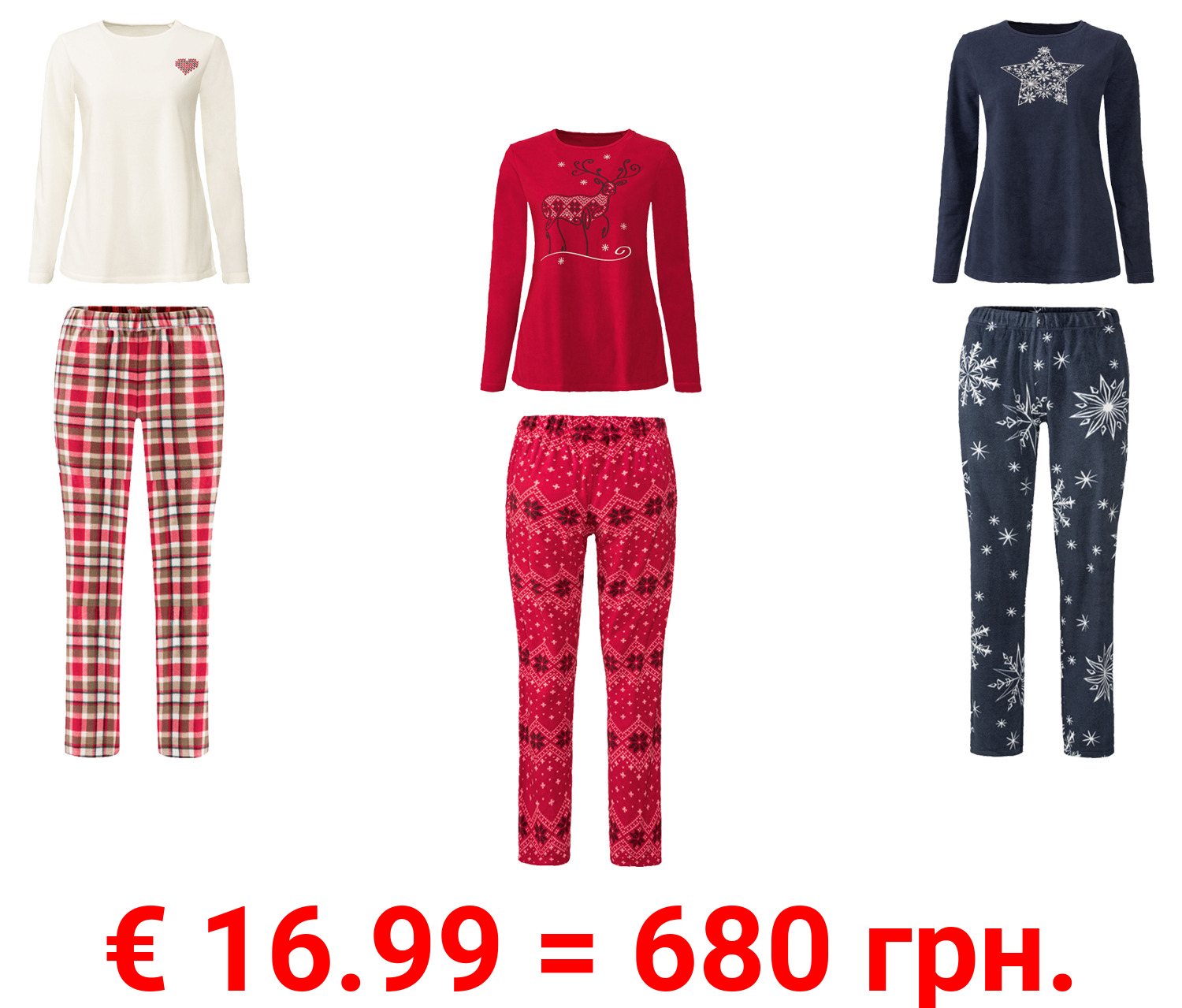 esmara® Damen Pyjama aus kuscheliger und wärmender Fleece-Qualität
