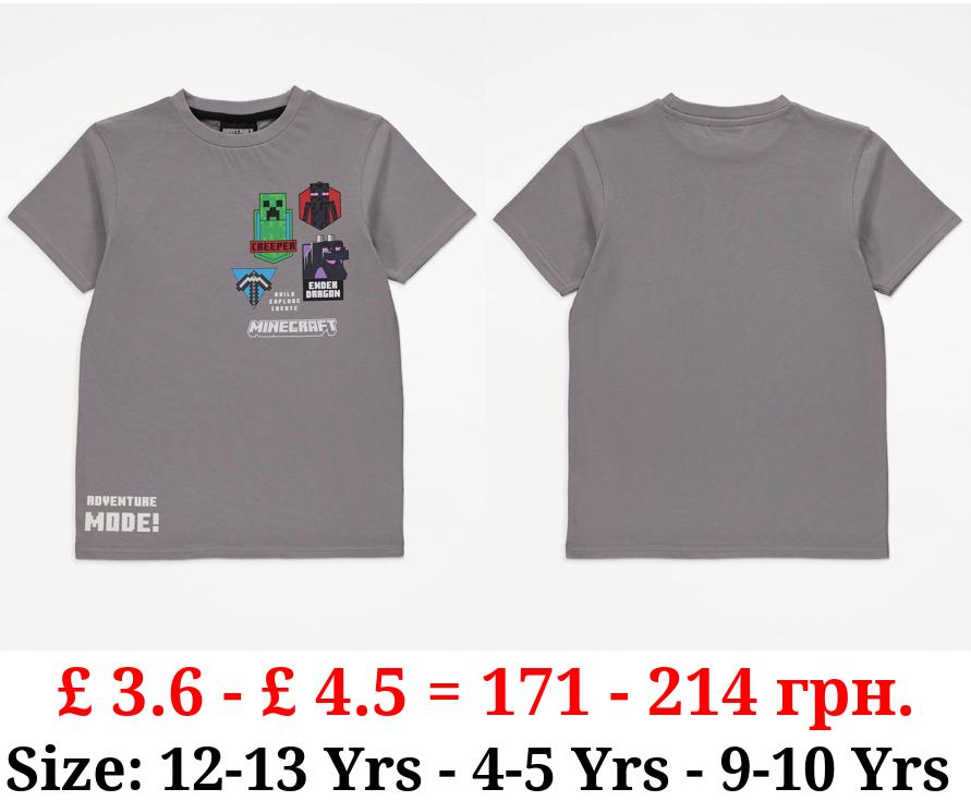 Minecraft Grey Graphic T-Shirt