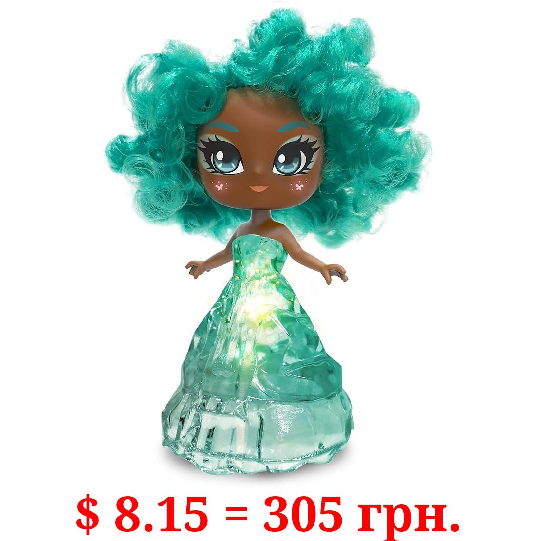 Skyrocket Crystalina Dolls - Turquoise Girls Collectible Toys with Color Changing LED Dress and Amulet Necklace