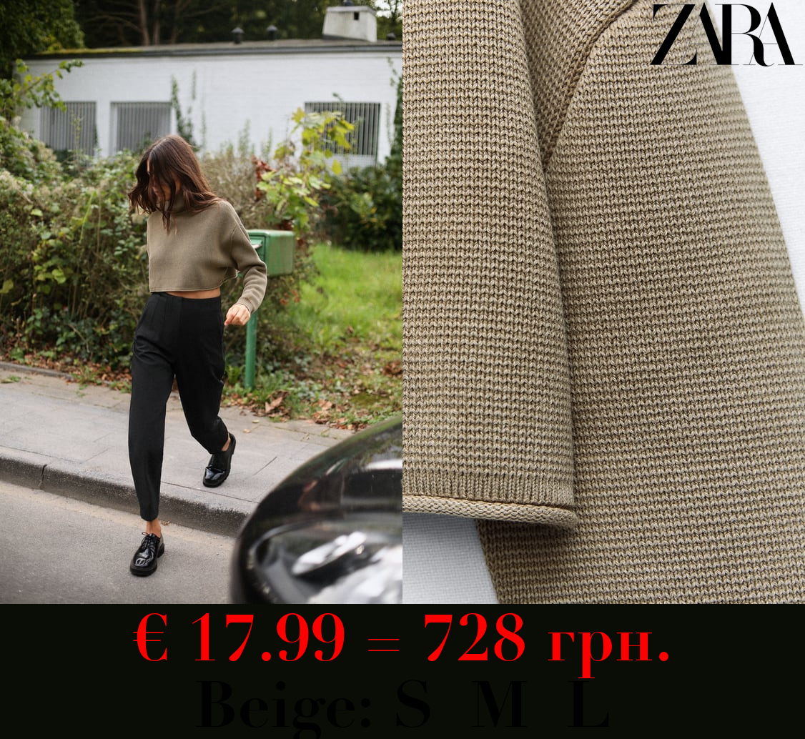 ACID WASH KNIT CROPPED SWEATER