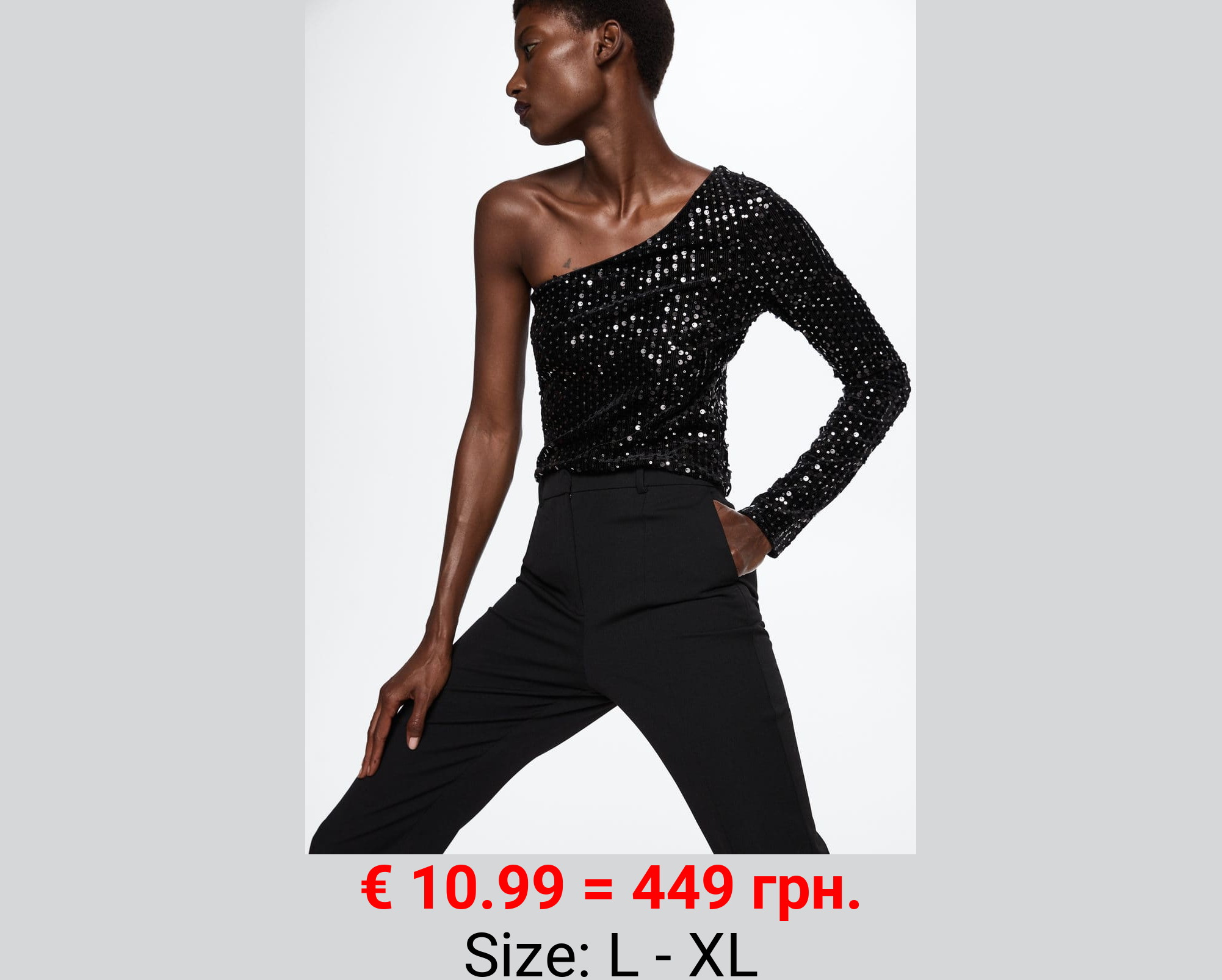 Camiseta asimetrica lentejuelas