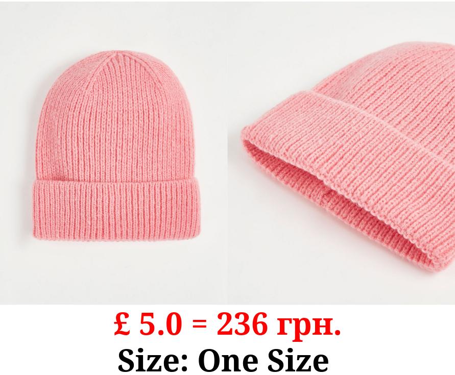 Pink Knitted Beanie Hat