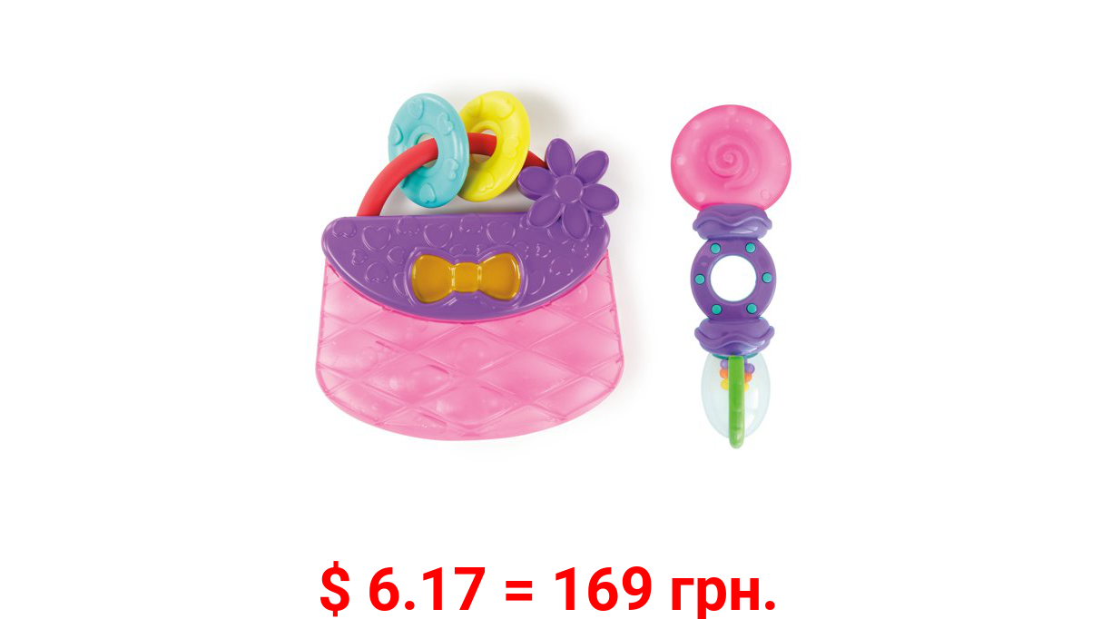 Bright Starts Tote & Teethe 2 Piece Chillable Teether & Rattle Set, Age 3 months +