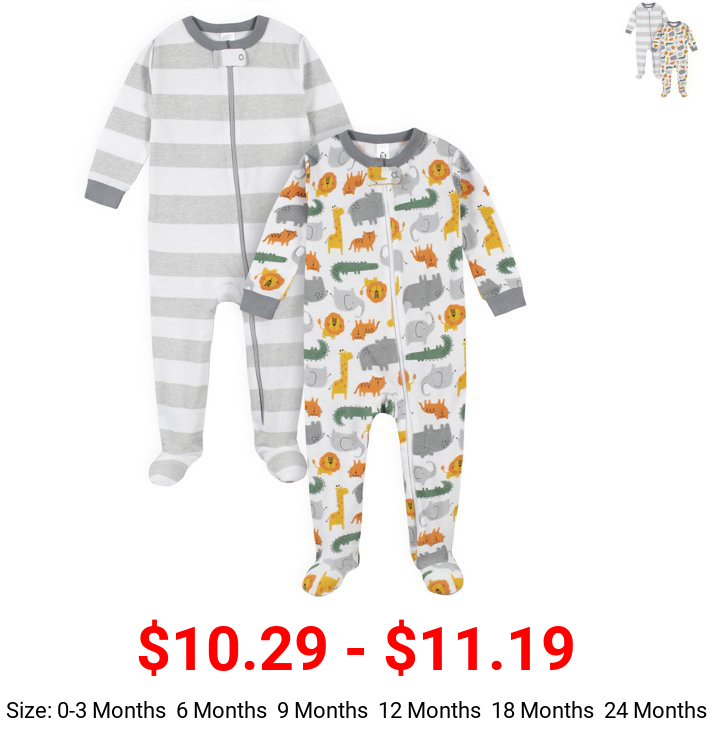 Gerber Baby & Toddler Boys Snug Fit Footed Cotton Pajamas 2-Pack (0/3M-5T)
