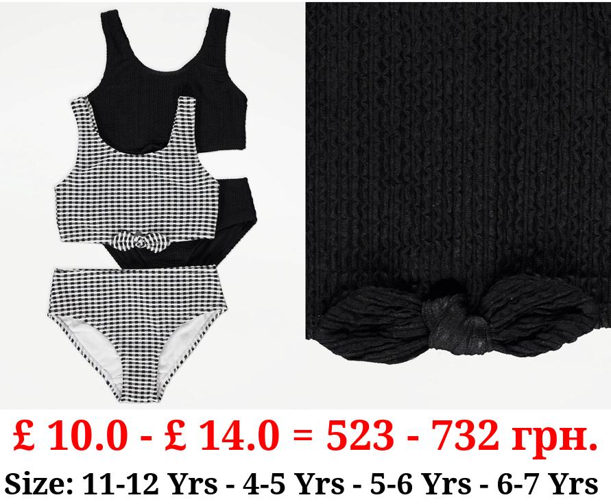 Crinkle Bow Front Bikinis 2 Pack