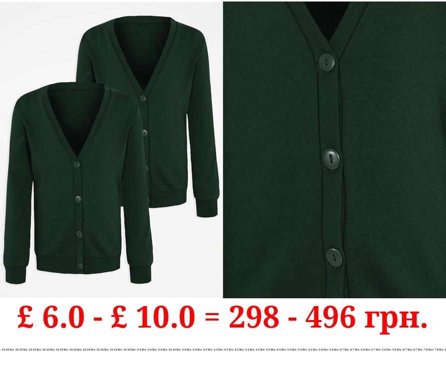 Bottle green Girls Jersey School Cardigan 2 Pack