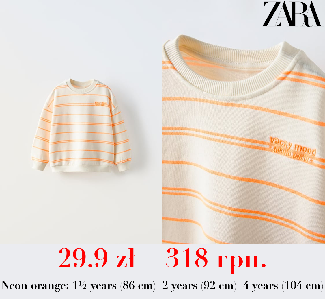 STRIPED SWEATSHIRT WITH NEON SLOGAN
