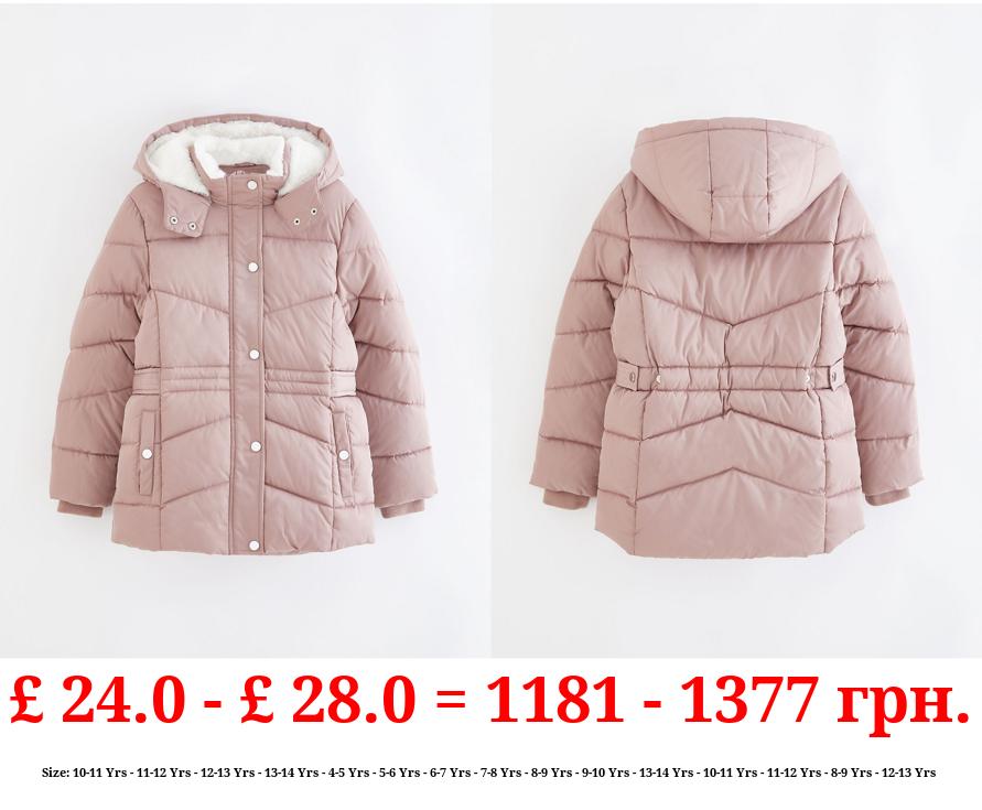 Pink Hooded Padded Coat