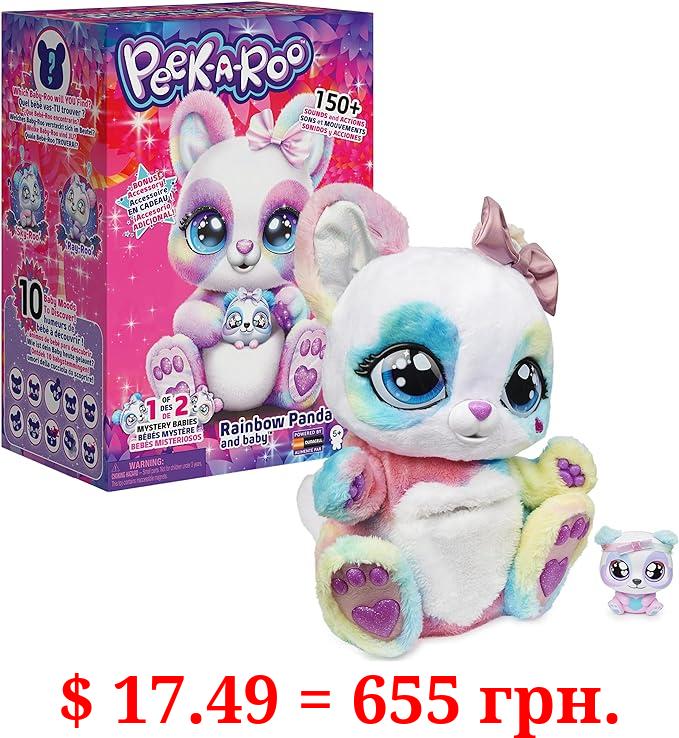 Peek-A-Roo, Interactive Rainbow Plush Toy and Baby with Bonus Bows, Over 150 Sounds & Actions, Kids Toys for Girls Ages 5 and up