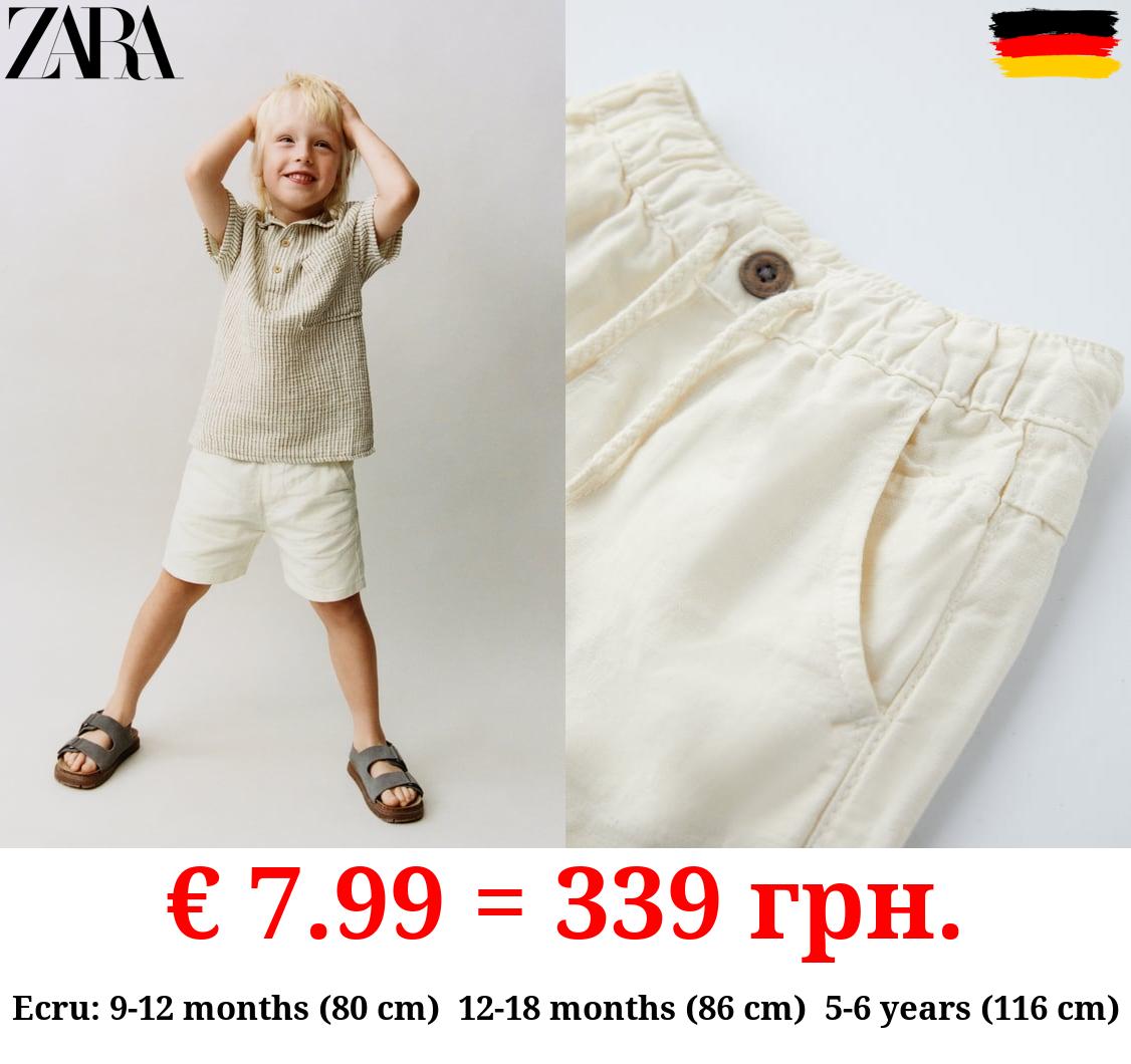 LINEN BLEND BERMUDA SHORTS