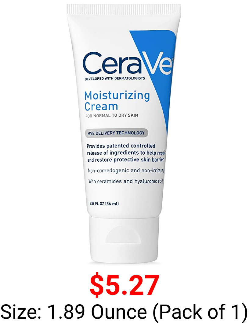 CeraVe Moisturizing Cream | 1.89 Ounce | Travel Size Face and Body Moisturizer for Dry Skin , ivory