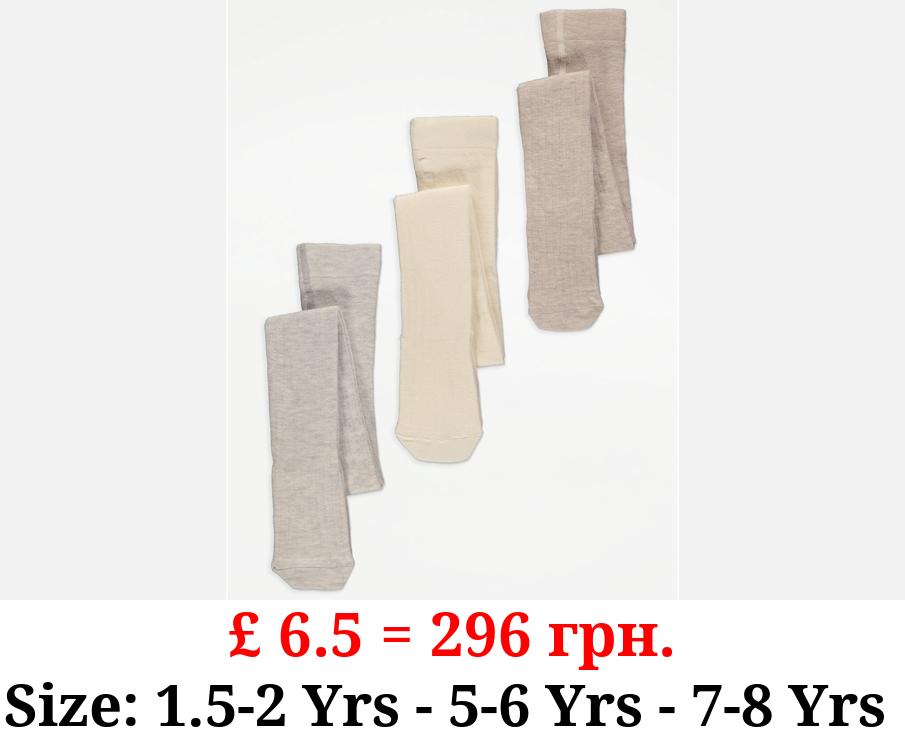 Neutral Ribbed Tights 3 Pack