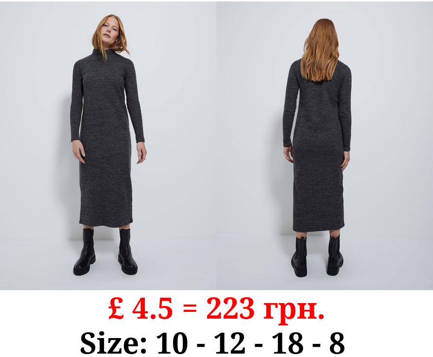 Grey Soft Touch Long Sleeve Midaxi Dress