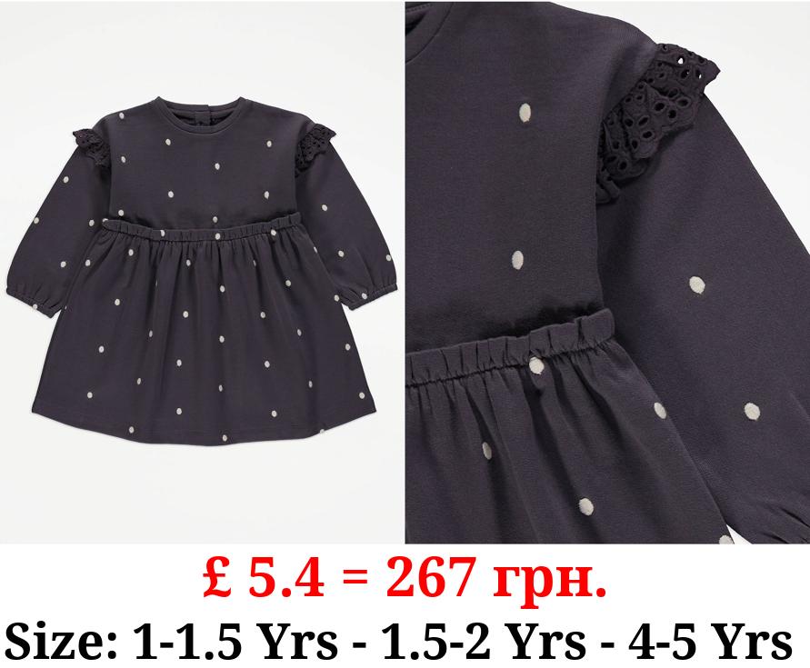 Charcoal Spotty Sweatshirt Dress