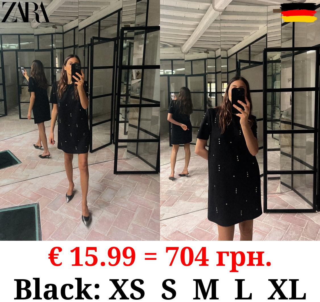 FAUX SUEDE DRESS WITH RHINESTONES