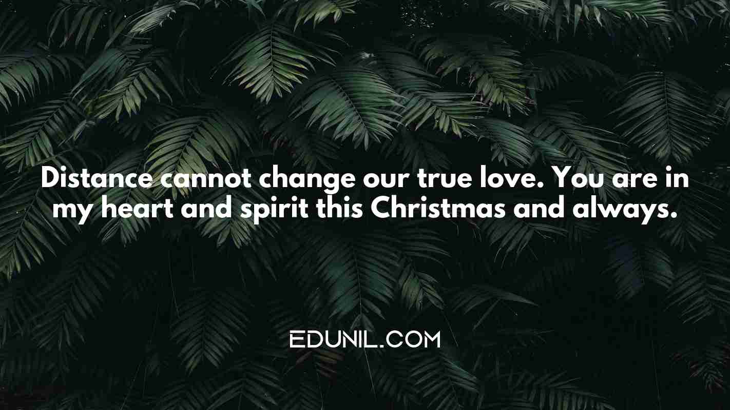 Distance cannot change our true love. You are in my heart and spirit this Christmas and always. - 
