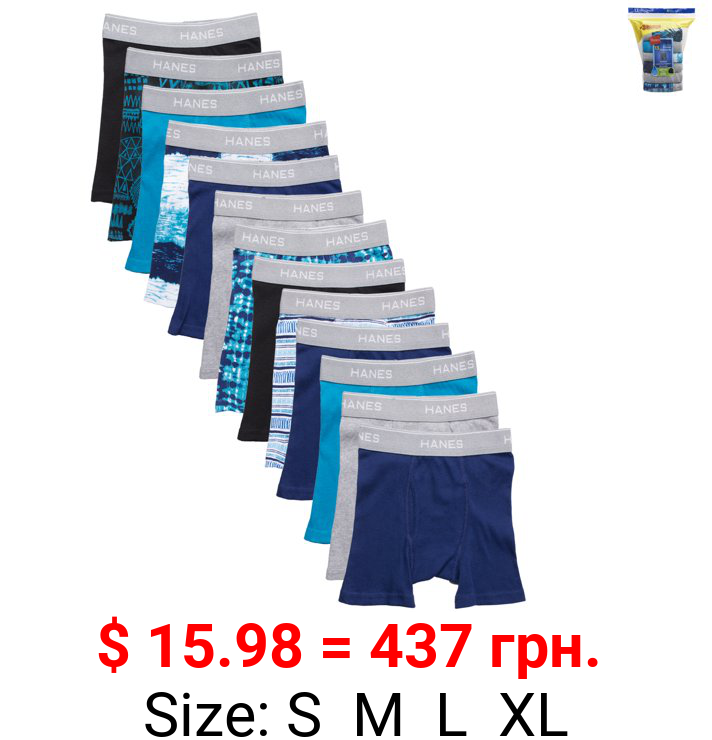 Hanes Boys Underwear, 10 + 3 Bonus Pack Tagless Boys' Cool Comfort Boxer Briefs Sizes S - XL