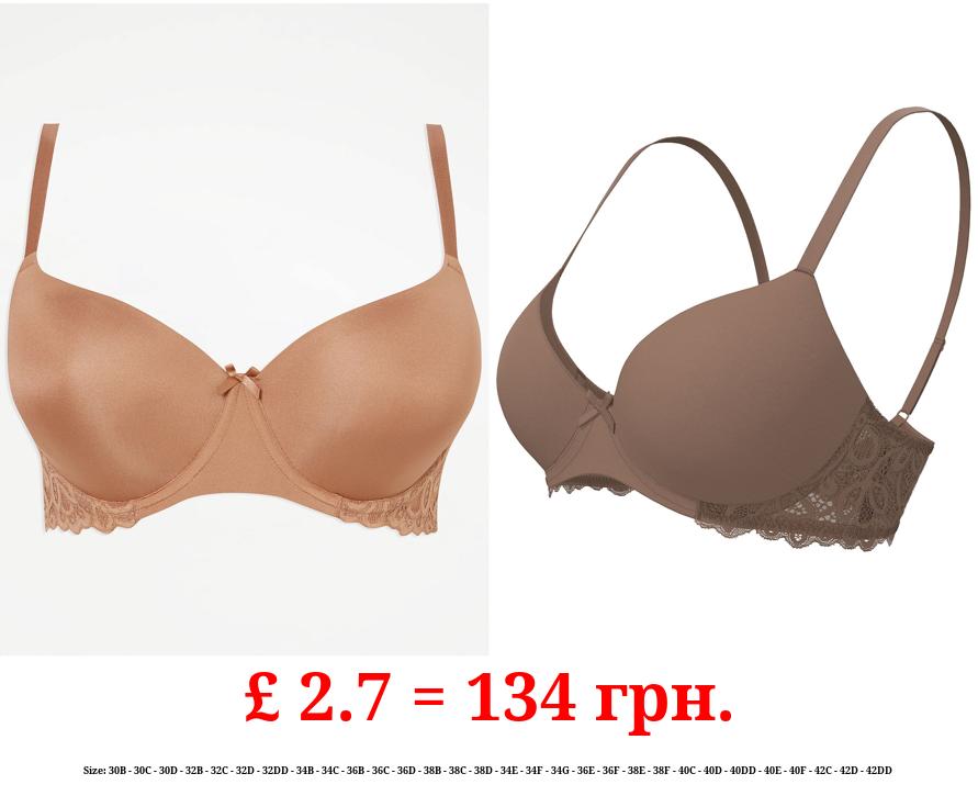 Medium Nude Padded Lace T-Shirt Bra