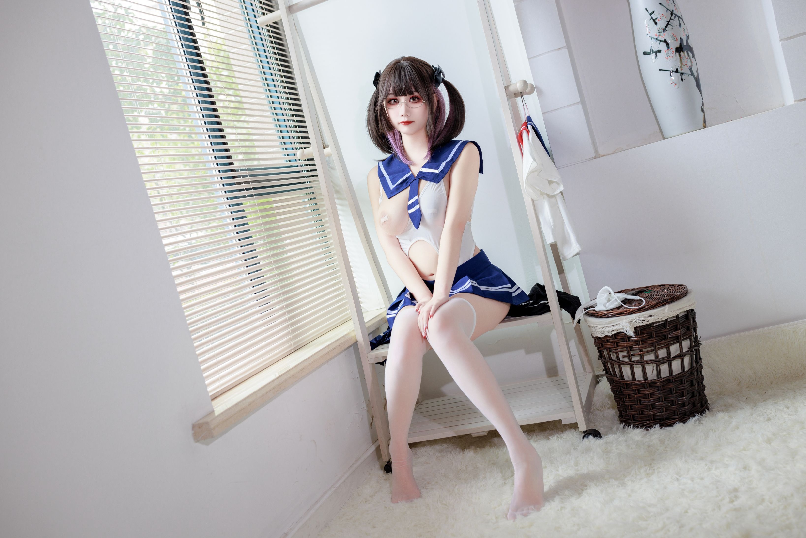 阿雪雪 连体水手服95P 86