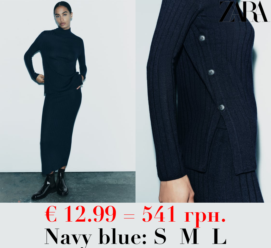 FELT TEXTURE KNIT SWEATER WITH BUTTONS