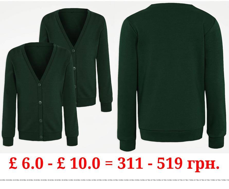 Bottle green Girls Jersey School Cardigan 2 Pack