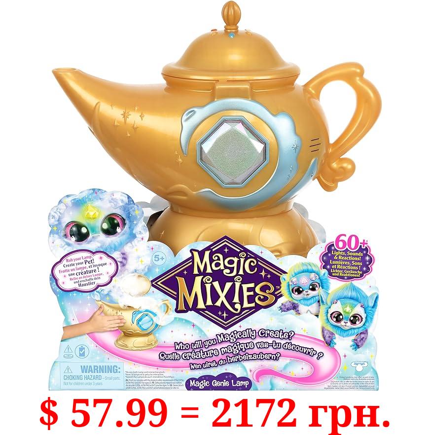 Magic Mixies Magic Genie Lamp with Interactive 8" Blue Plush Toy and 60+ Sounds and Reactions. Perform The Magic Steps to Unlock a Magic Ring and Reveal a Blue Genie Mixie from The Real Misting Lamp