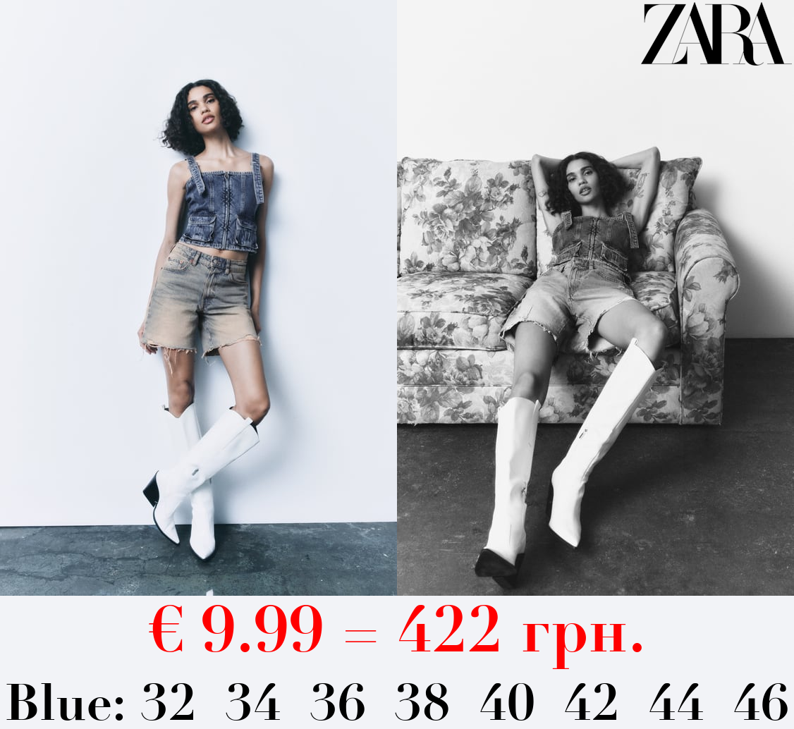 LOOSE FIT DENIM TRF BERMUDA SHORTS