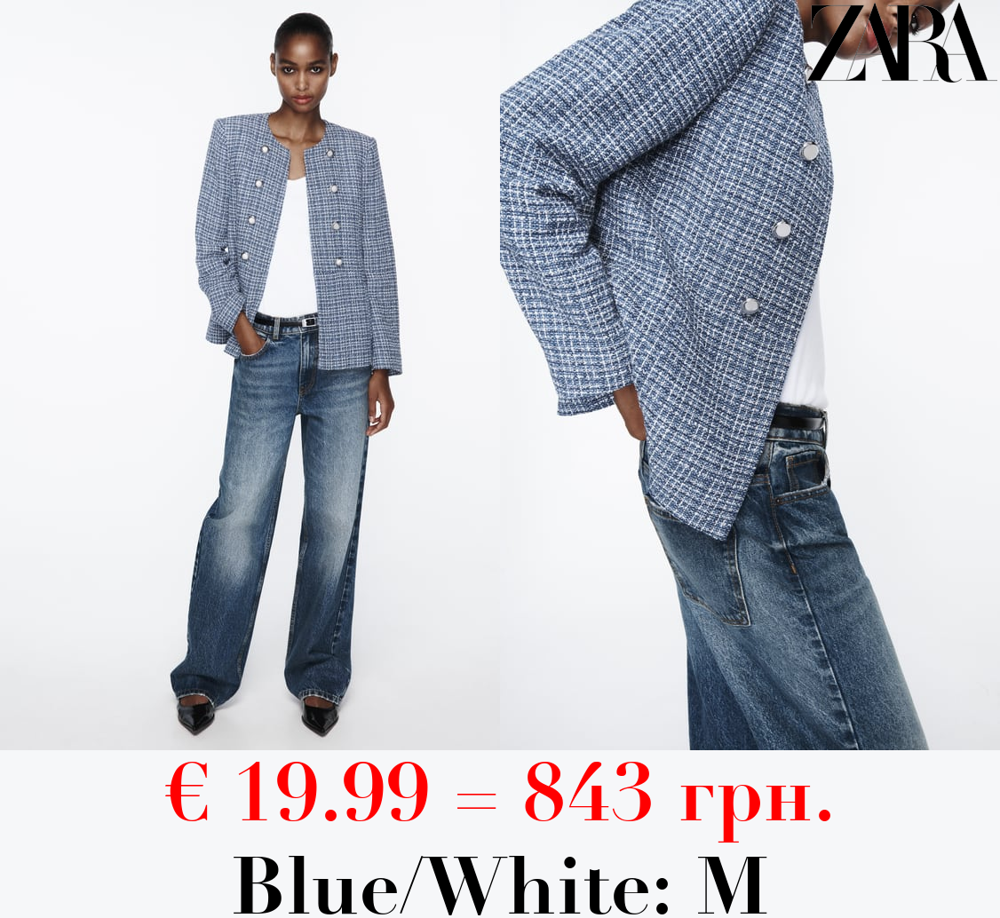 TEXTURED JACKET WITH ROUND NECK