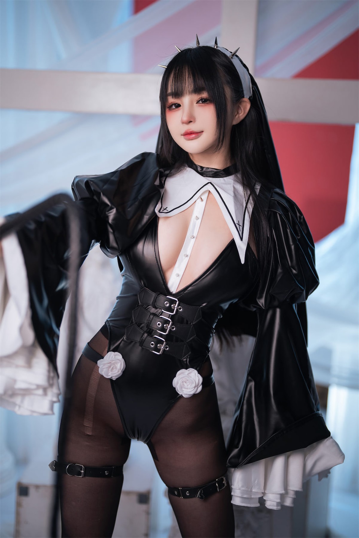 Cosplay 桜井宁宁 皮衣修女 12