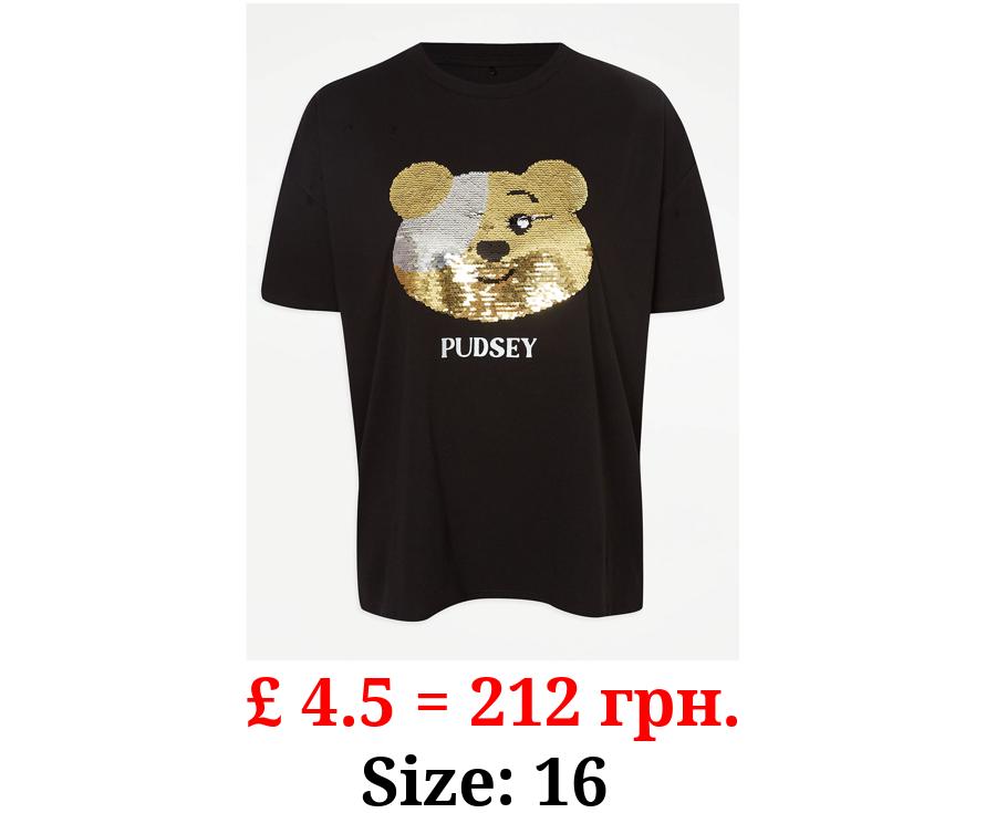 Children In Need Pudsey Flip Sequin Matching Adults T-Shirt