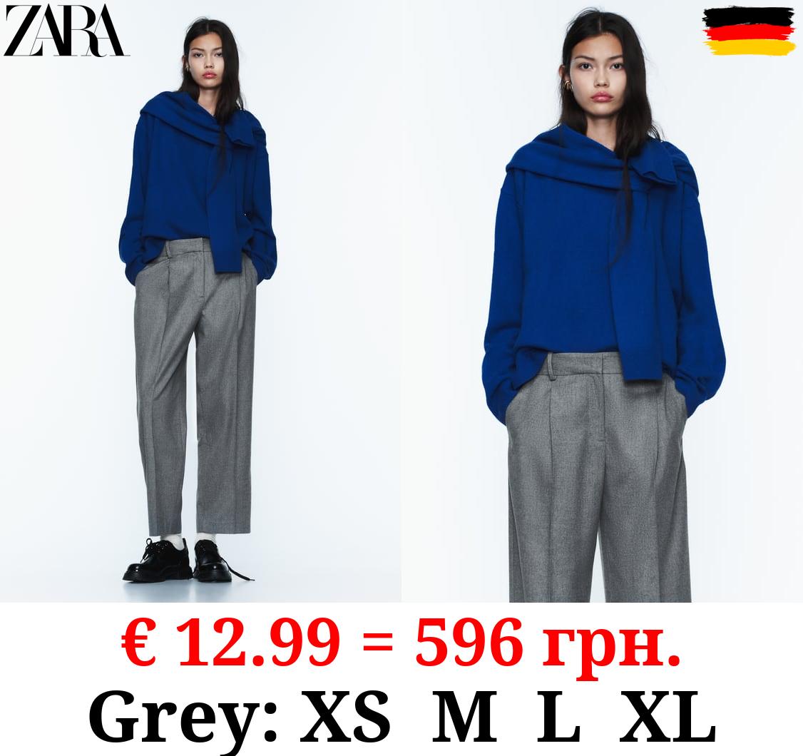 DARTED STRAIGHT-LEG FLANNEL TROUSERS