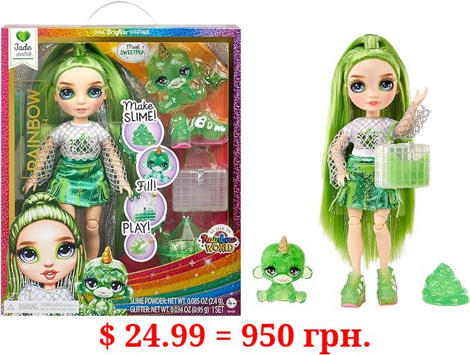 Rainbow High Jade (Green) with Slime Kit & Pet - Green 11” Shimmer Doll with DIY Sparkle Slime, Magical Yeti Pet and Fashion Accessories, Kids Gift 4-12 Years