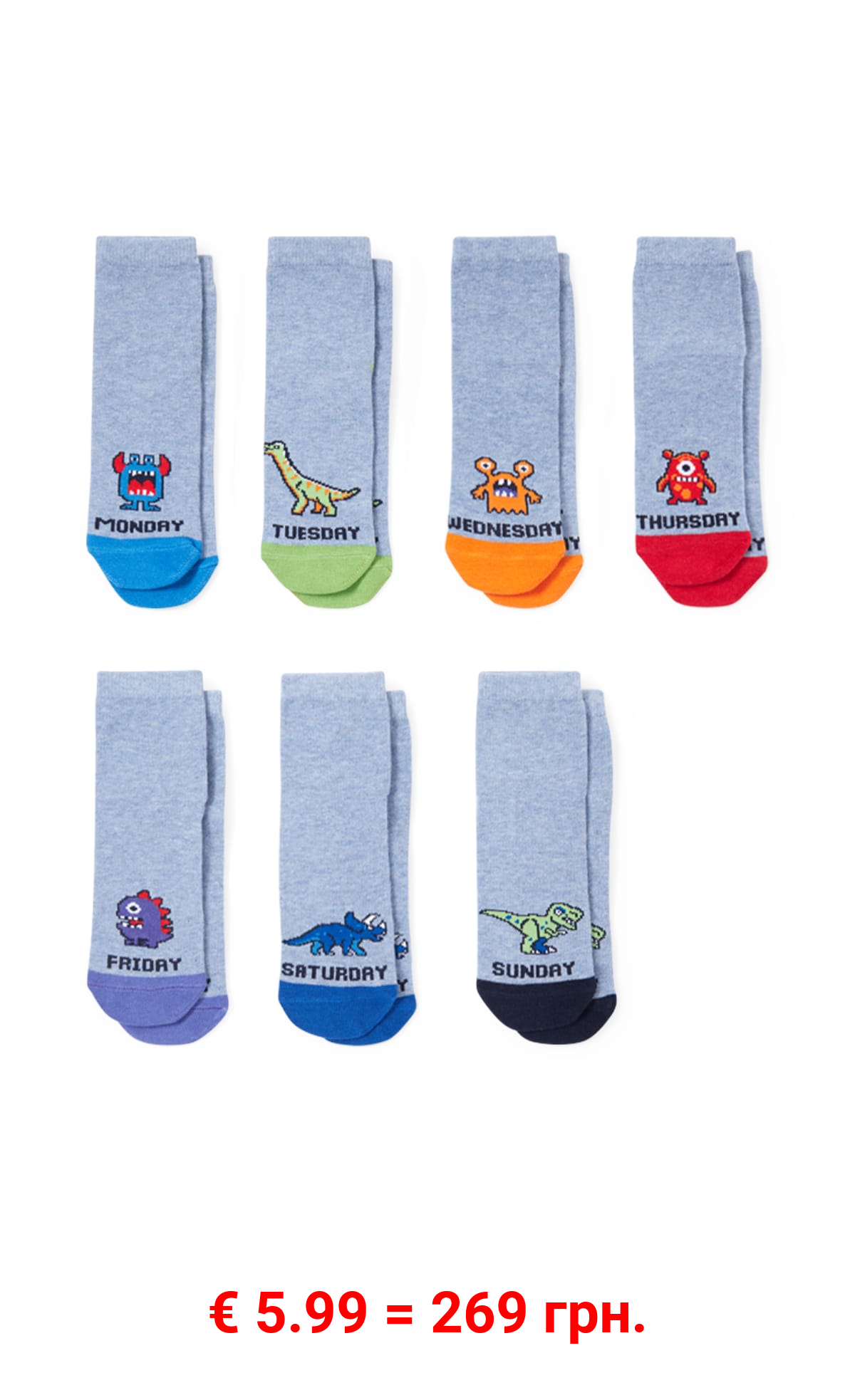 Multipack 7er - Wochentage - Socken mit Motiv