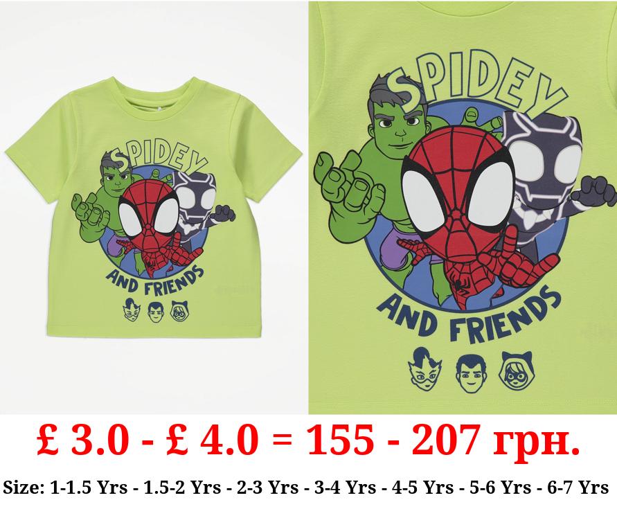 Marvel Spidey and Friends Lime Green T-Shirt