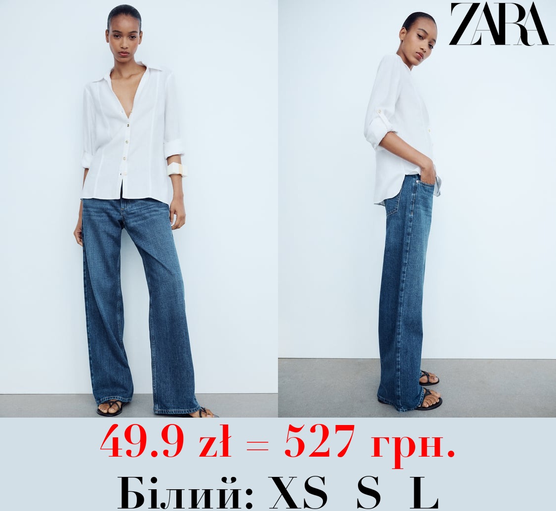 СОРОЧКА НА ОСНОВІ ЛЬОНУ З ПІДГОРНУТИМИ РУКАВАМИ