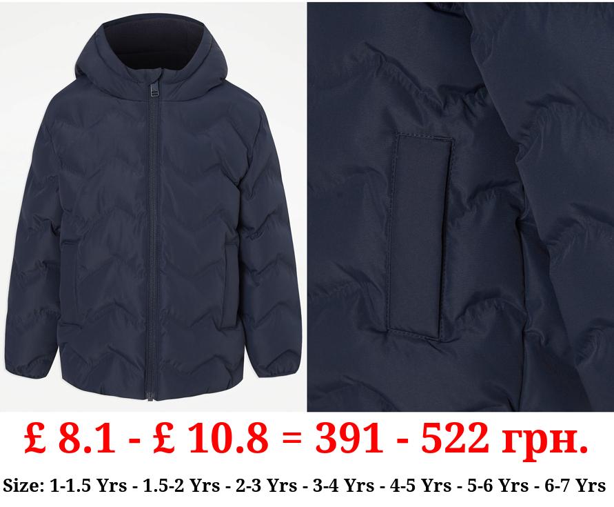 Navy Padded Hooded Coat
