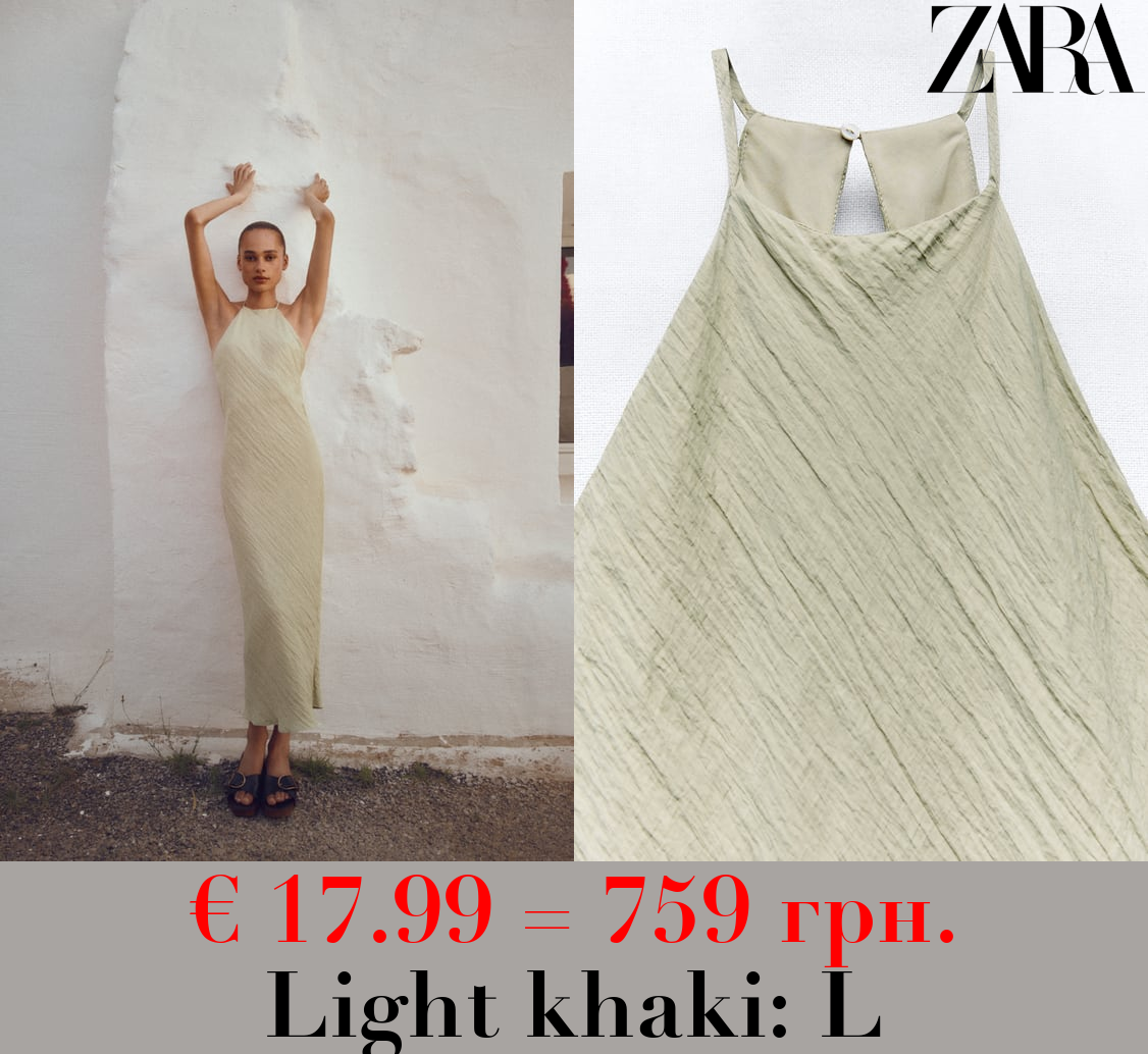 CREASED-EFFECT HALTER NECK MIDI DRESS