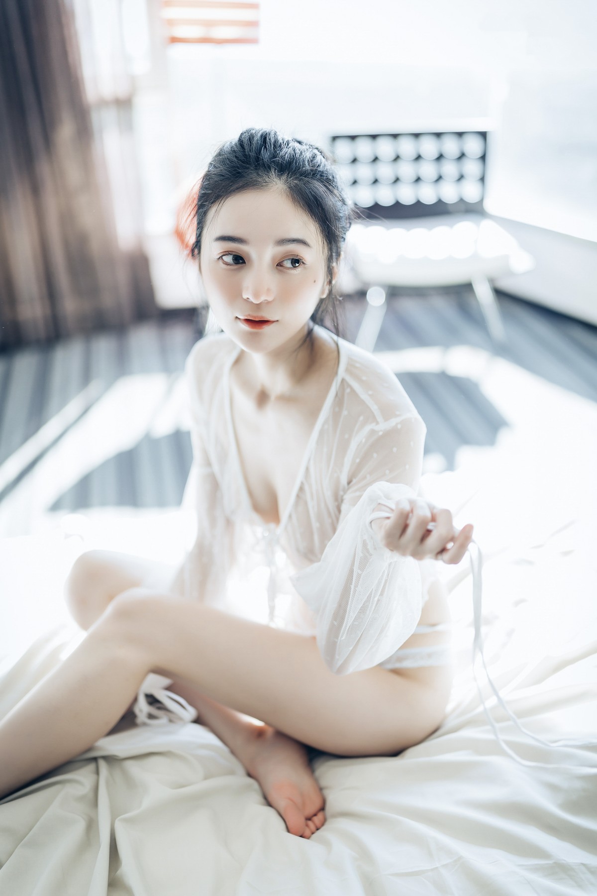 JVID精品 🔞仙仙辰 透明罩衫 透明駱駝蹄內褲 濕潤黑絲 我的女友 這次有點色😈有點甜 Set.01 34