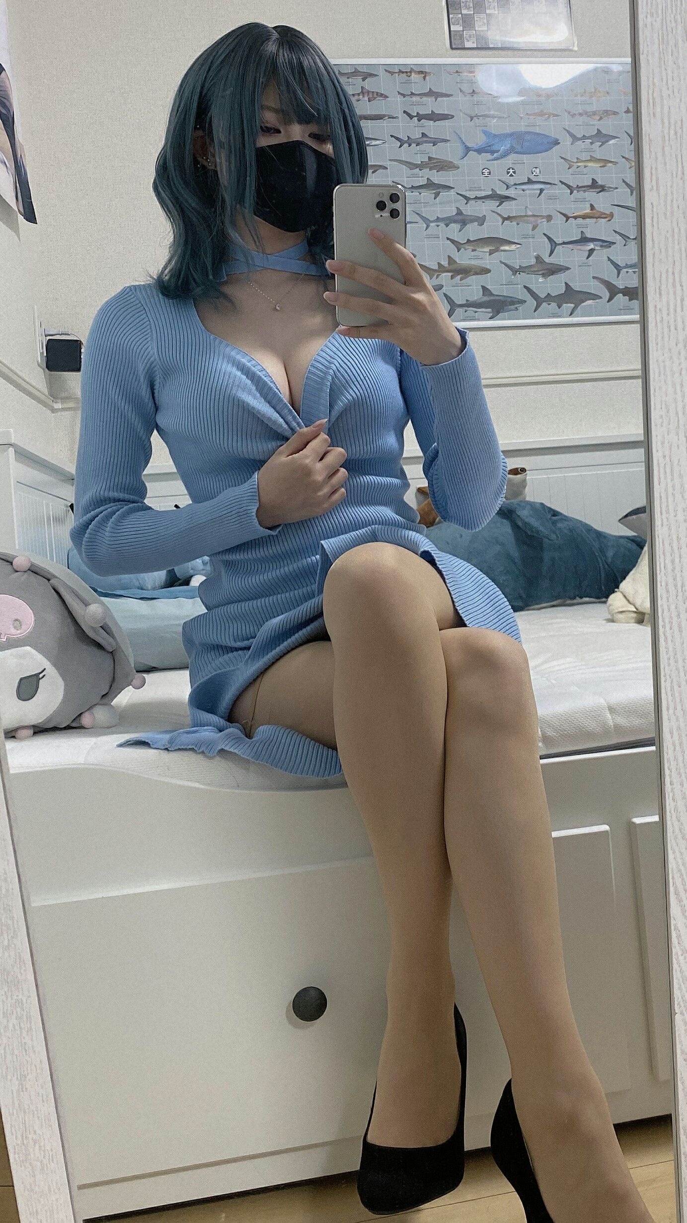御伽樒 蓝卫衣+猫耳束缚 72
