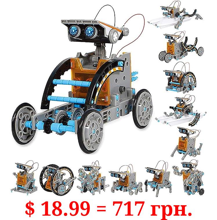 Sillbird STEM 12-in-1 Education Solar Robot Toys -190 Pieces DIY Building Science Experiment Kit for Kids Aged 8-10 and Older,Solar Powered by The Sun