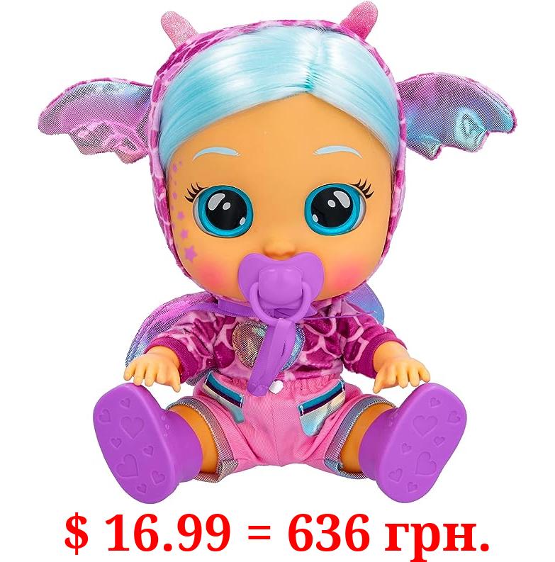 Cry Babies Dressy Fantasy Bruny - 12" Baby Doll | Pink and Purple Shirt with Dragon Themed Hoodie and Baby Pink Pants with Metallic Details, for Girls and Kids 18M and Up