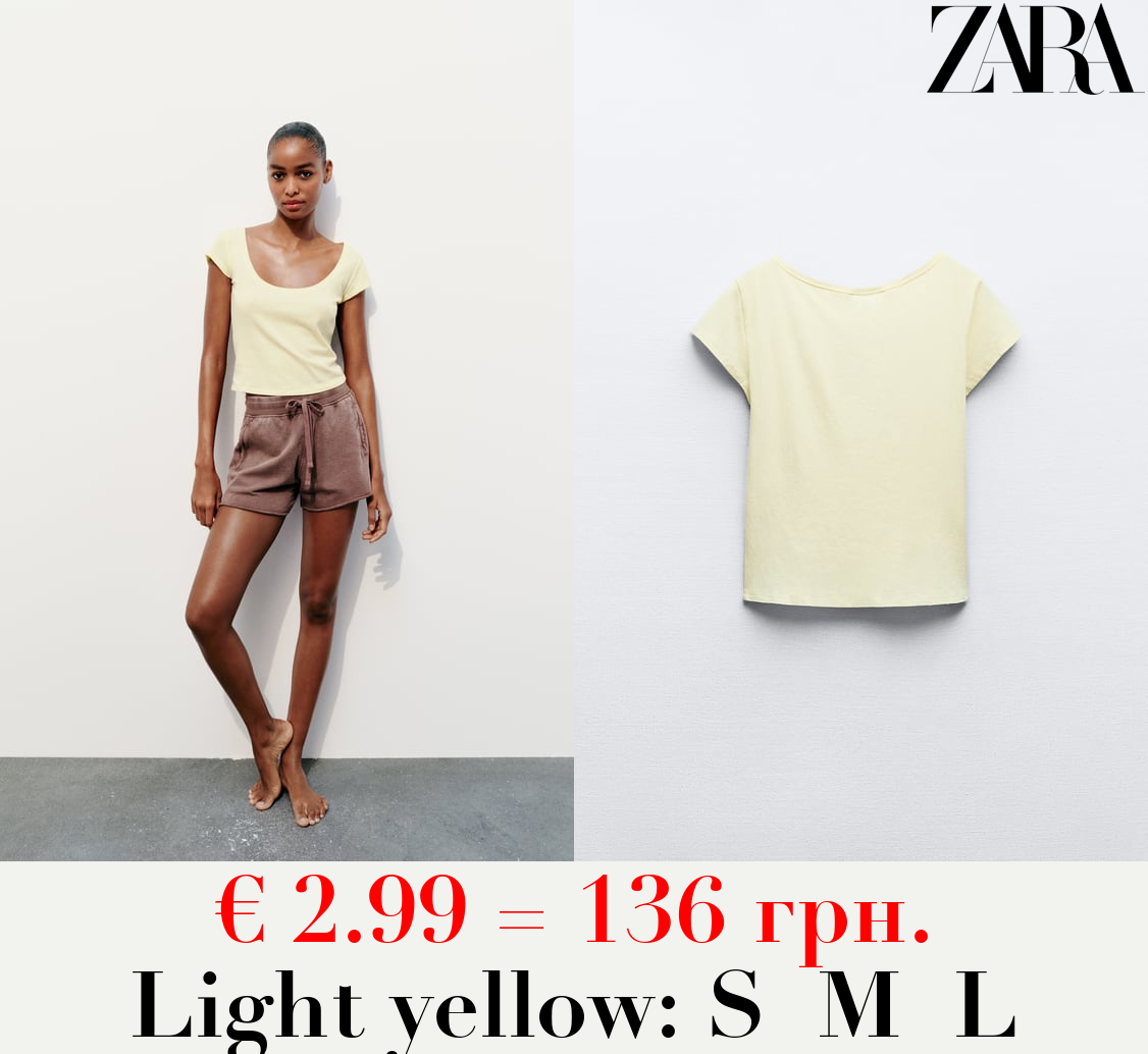 SLUB KNIT CROPPED T-SHIRT